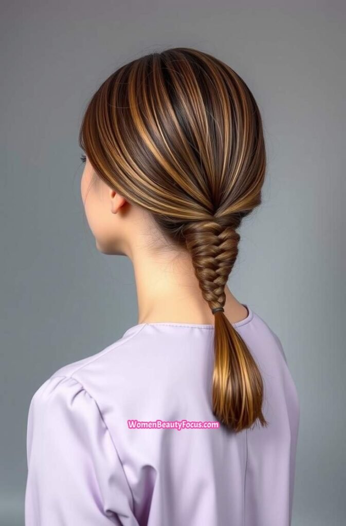 23. Classic Low Ponytail with Laid Edges Front View