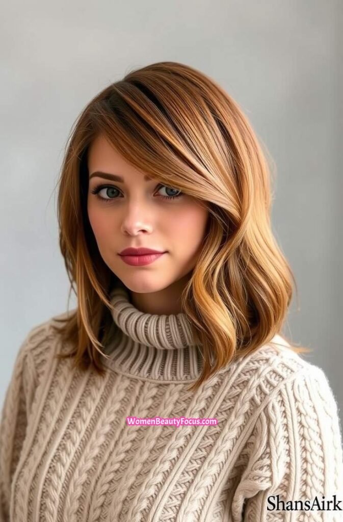 23. Layered Cut with Soft Caramel Glow FrontStraight View