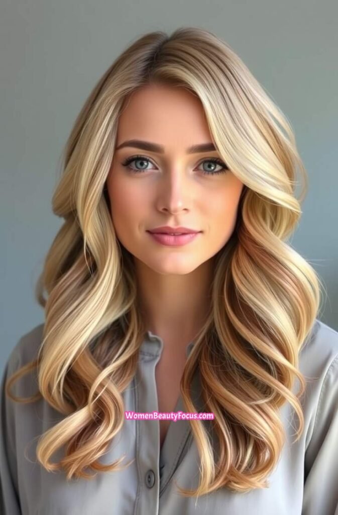 23. Peach Beach Waves with Subtle Highlights FrontStraight View