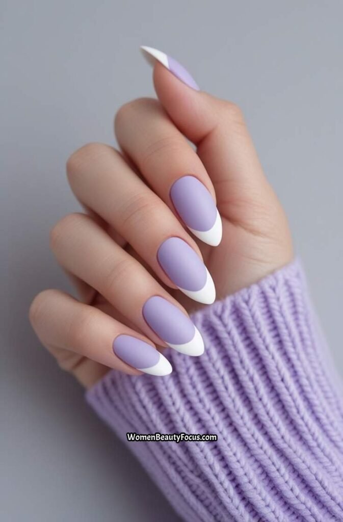 23. Soft Lavender with White Tip Design