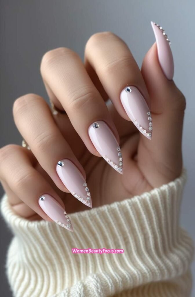 23. Soft Stiletto Nails with Crystal Embellishments 21 IMGCentury