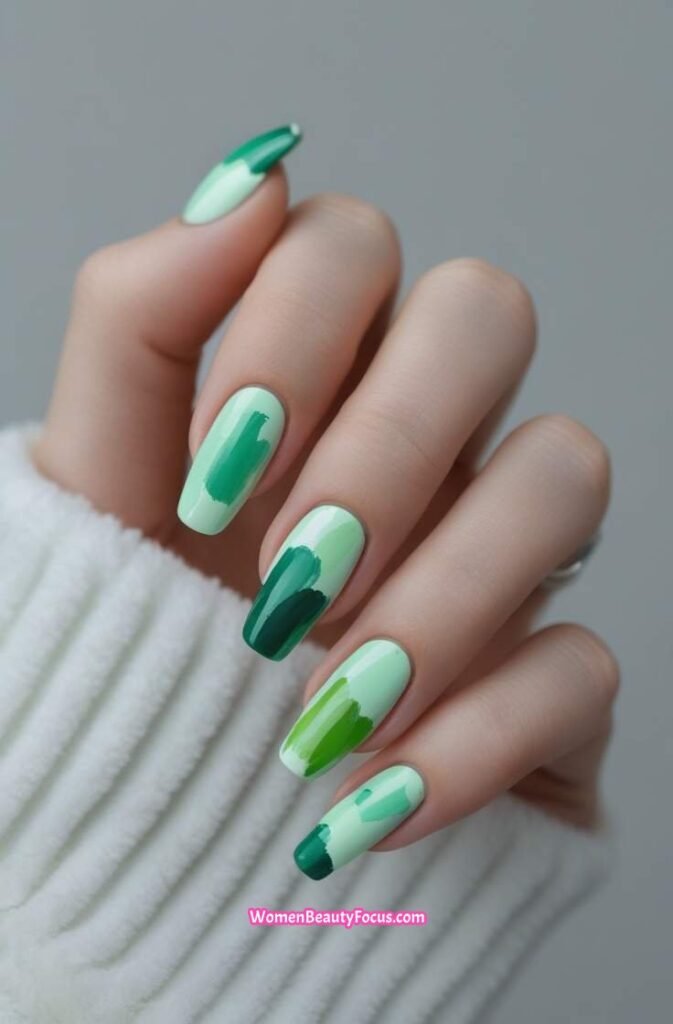 24. Abstract Green Art Nails