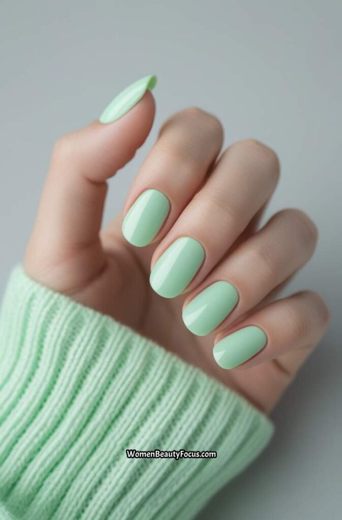 24. Fresh Mint Green Nails
