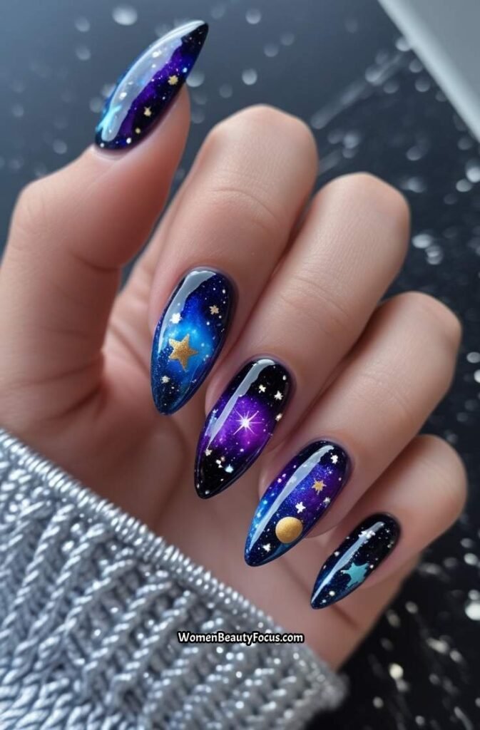 24. Galaxy Inspired Nail Art for a Cosmic Look