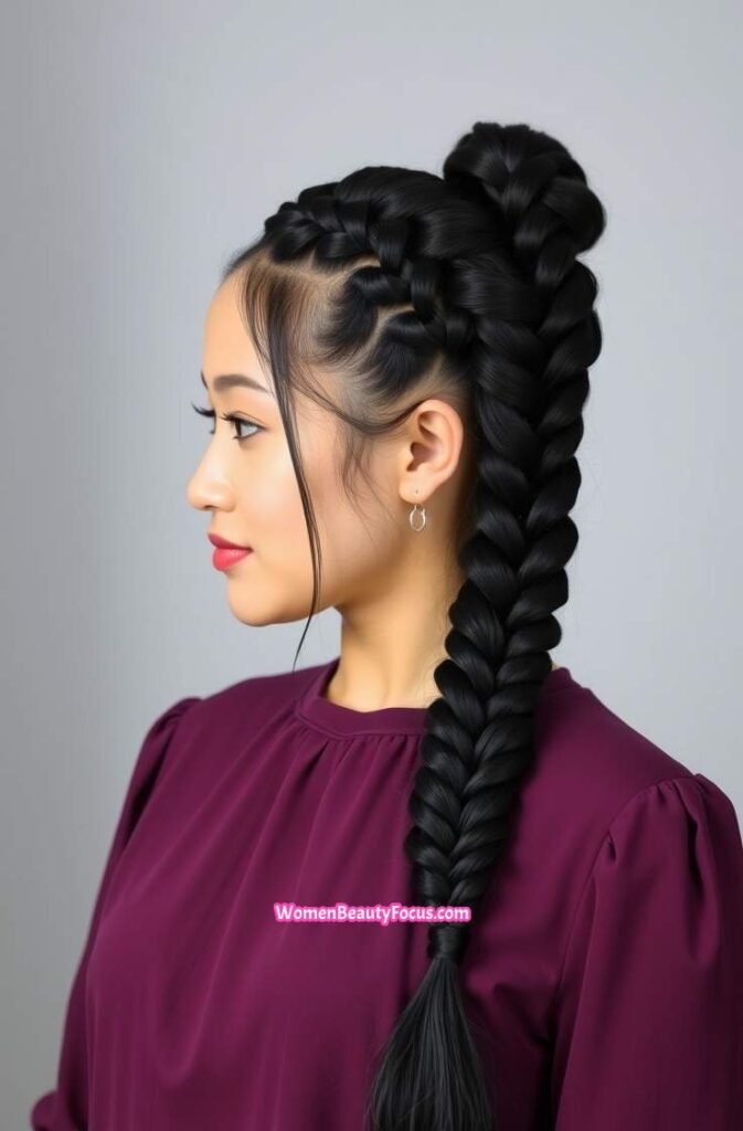 3. Braided Ponytail with Baby Hairs Front View