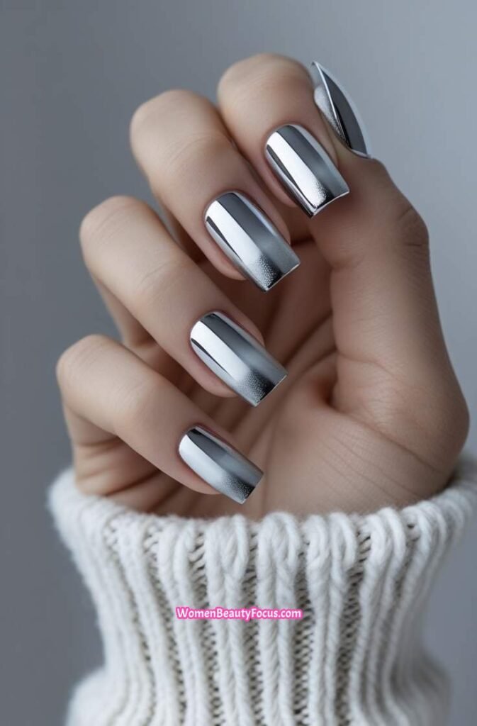3. Futuristic Chrome Gradient Nails
