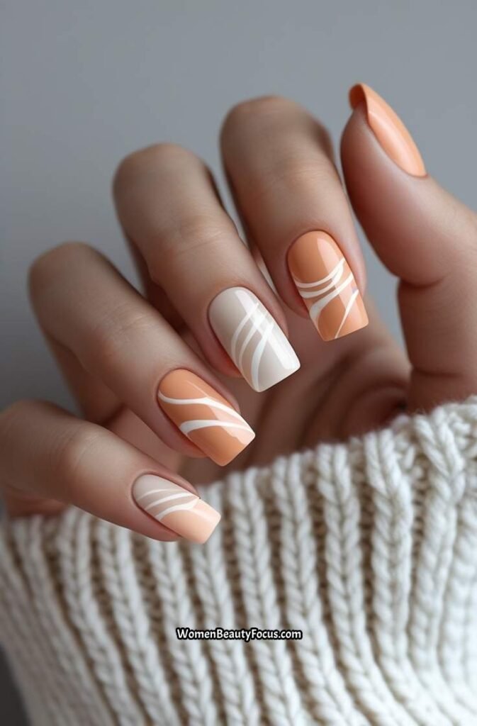 3. Peach and Neutral Swirl Delight