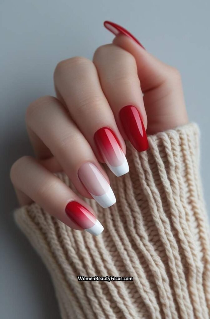 3. Red Ombre with White Accents