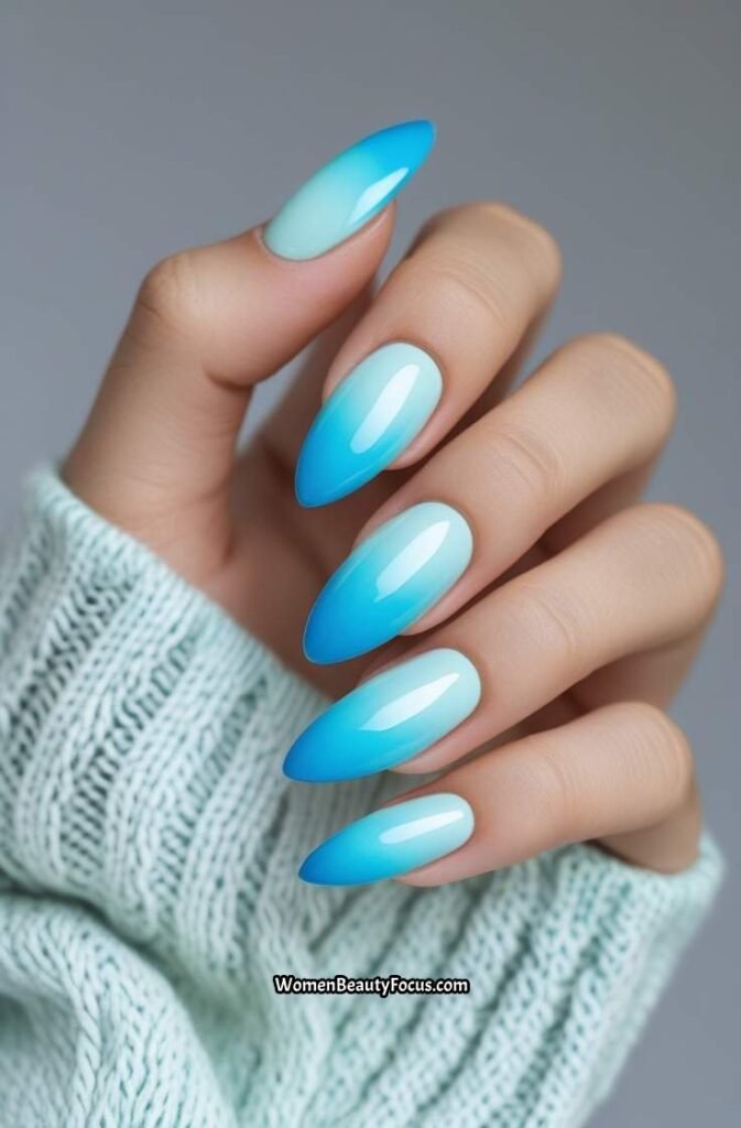 4. Aqua Blue Gradient Nails