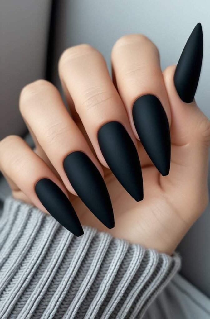 4. Bold Matte Black Nails