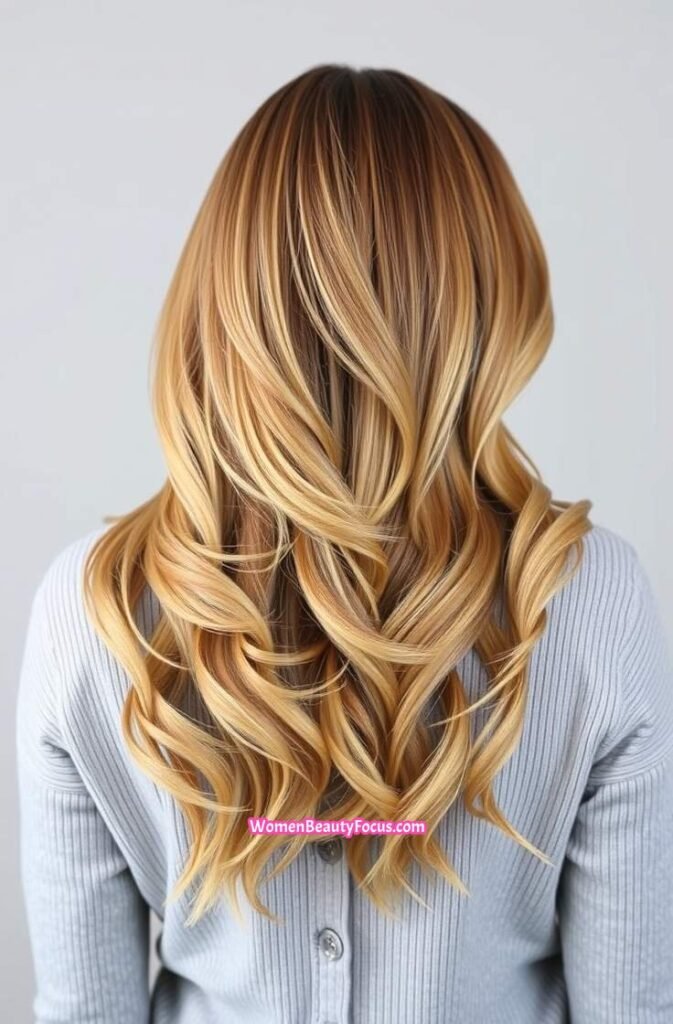 4. Long Sandy Blonde Layers with Feathered Ends B