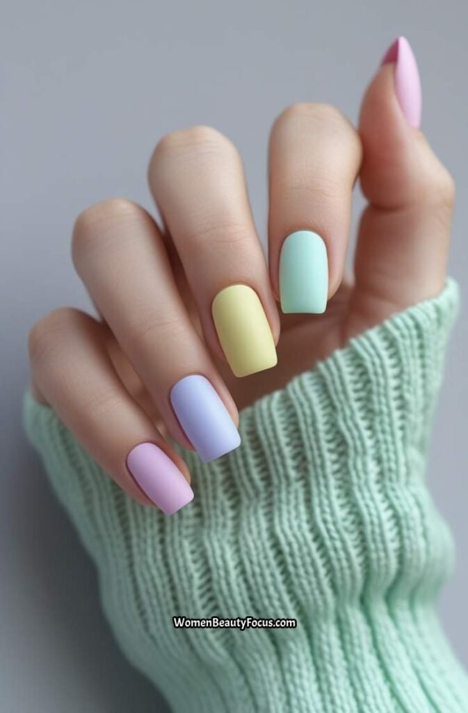 4. Pastel Rainbow Nails for a Playful Vibe
