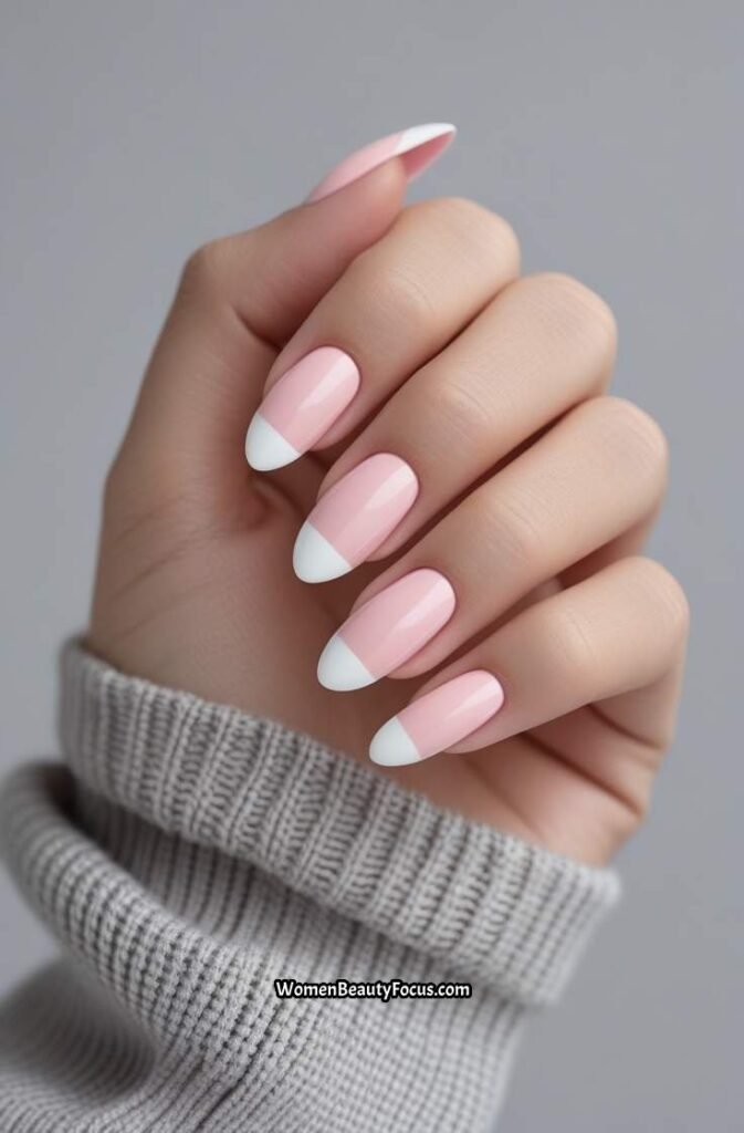 4. Soft Pink and White French Tips
