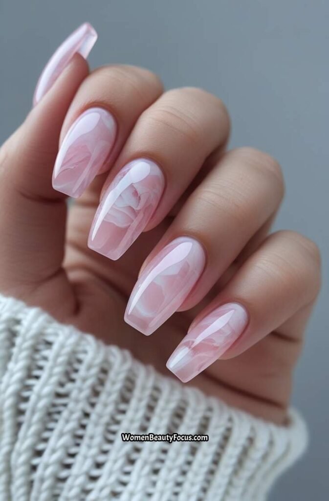 4. Soft Rose Quartz Nails 2