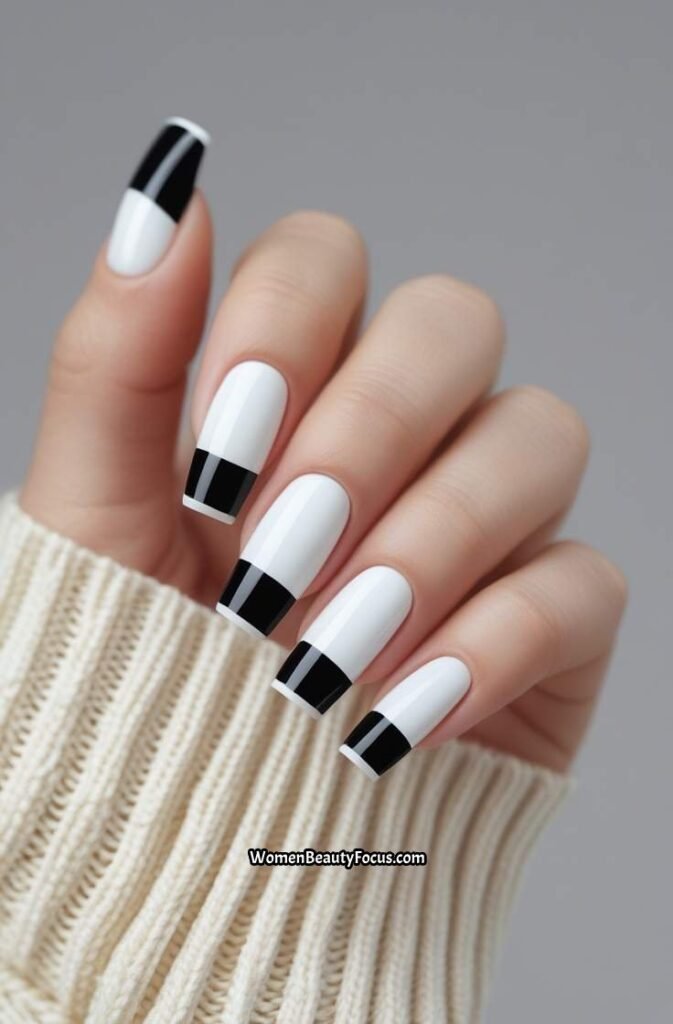5. Black and White French Tips