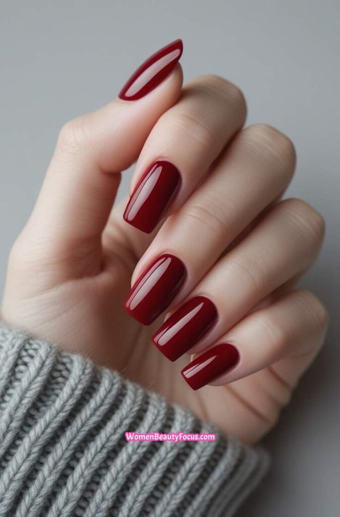 5. Classic Red Square Nails