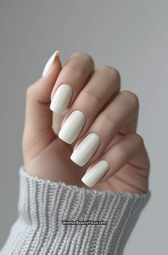 5. Classic White Nails