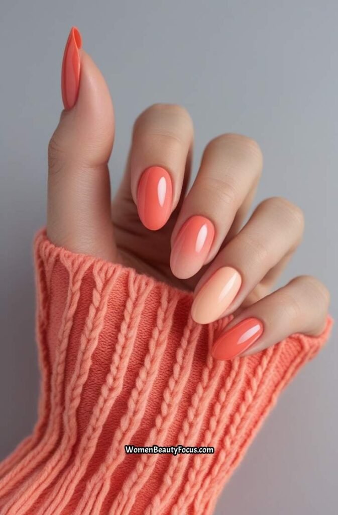 5. Coral Gradient Nails