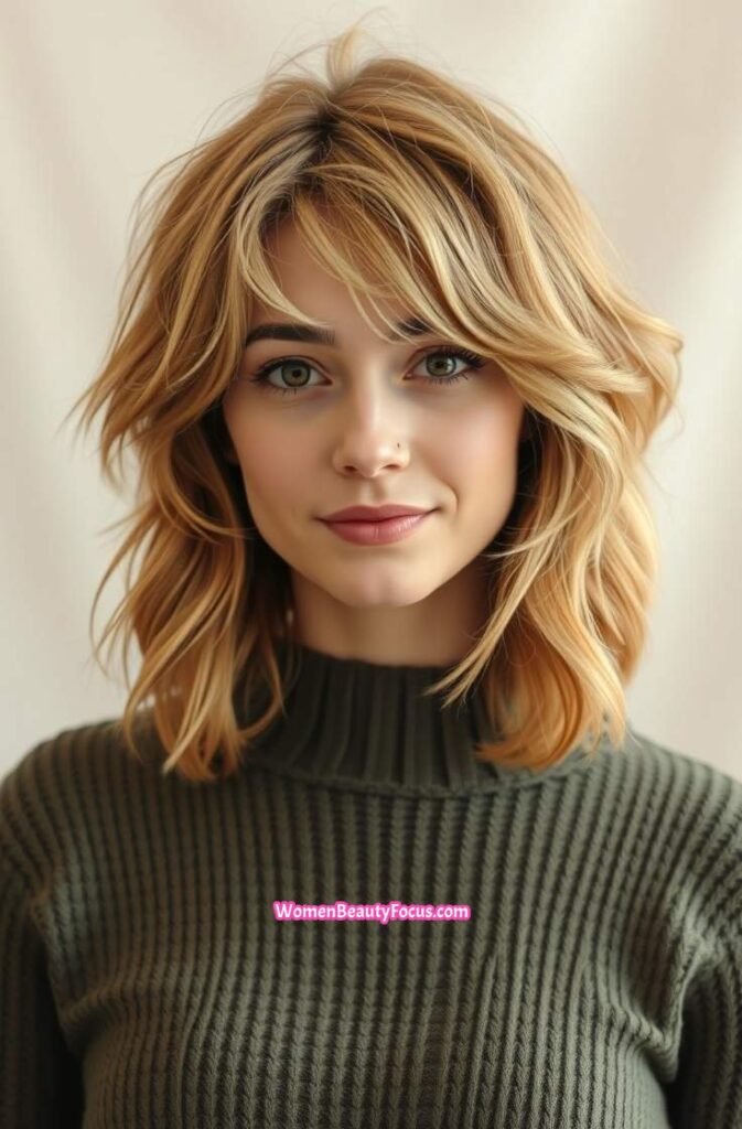 5. Light Copper Shag Cut with Feathered Layers Front View