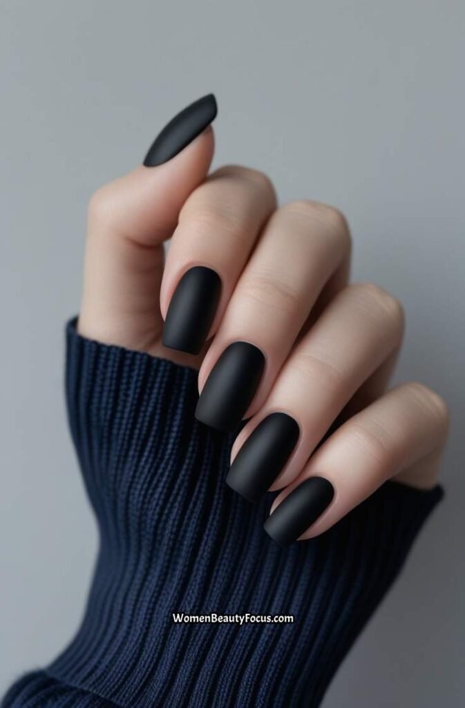 5. Minimalist Matte Black Nails