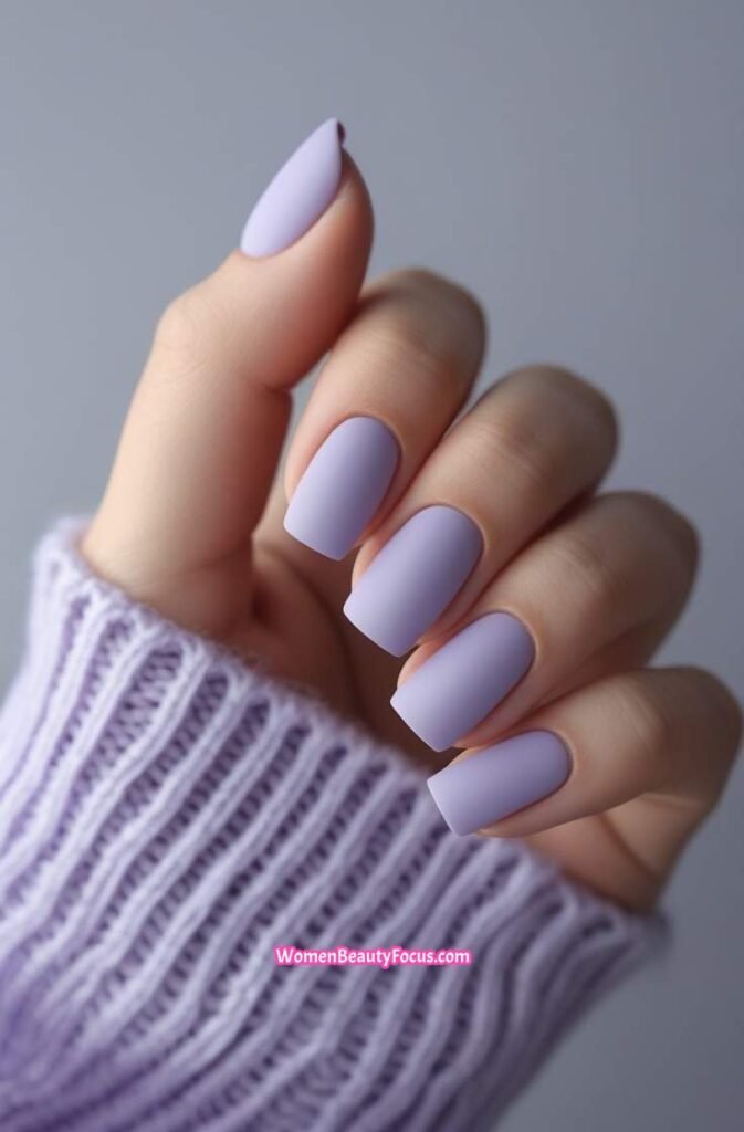 5. Pale Lavender Nails with Matte Finish