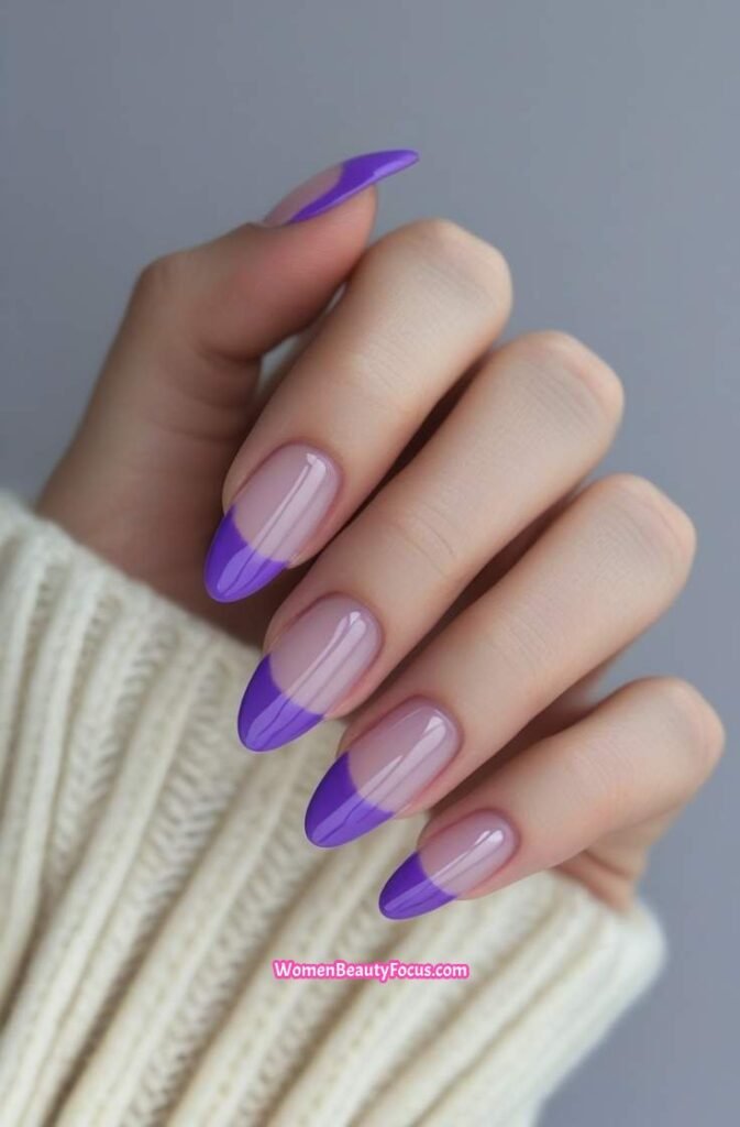 5. Purple French Tips on Clear Base