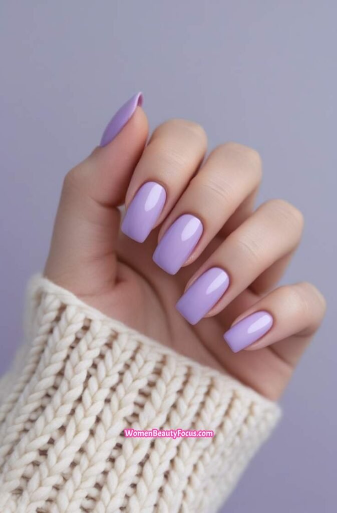 5. Soft Lavender Nails with a Glossy Finish
