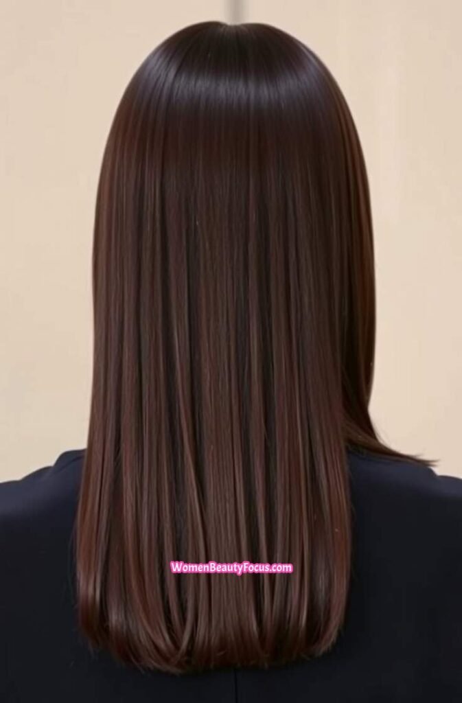 6. Chocolate Brown with Elegant Straight Hair Back View