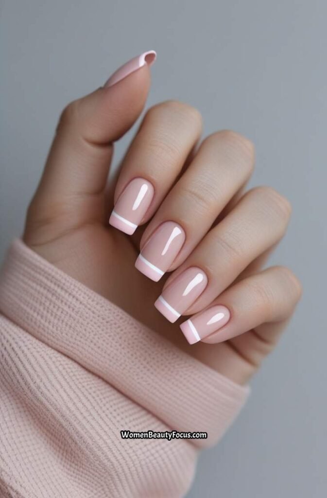 6. French Tips with a Twist of Blush