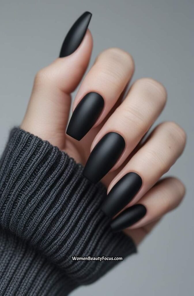 6. Matte Black Nails