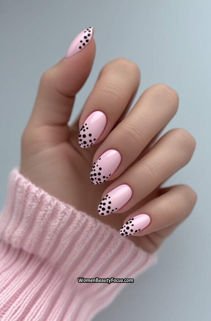 6. Pink Base with Black Dotted Tips