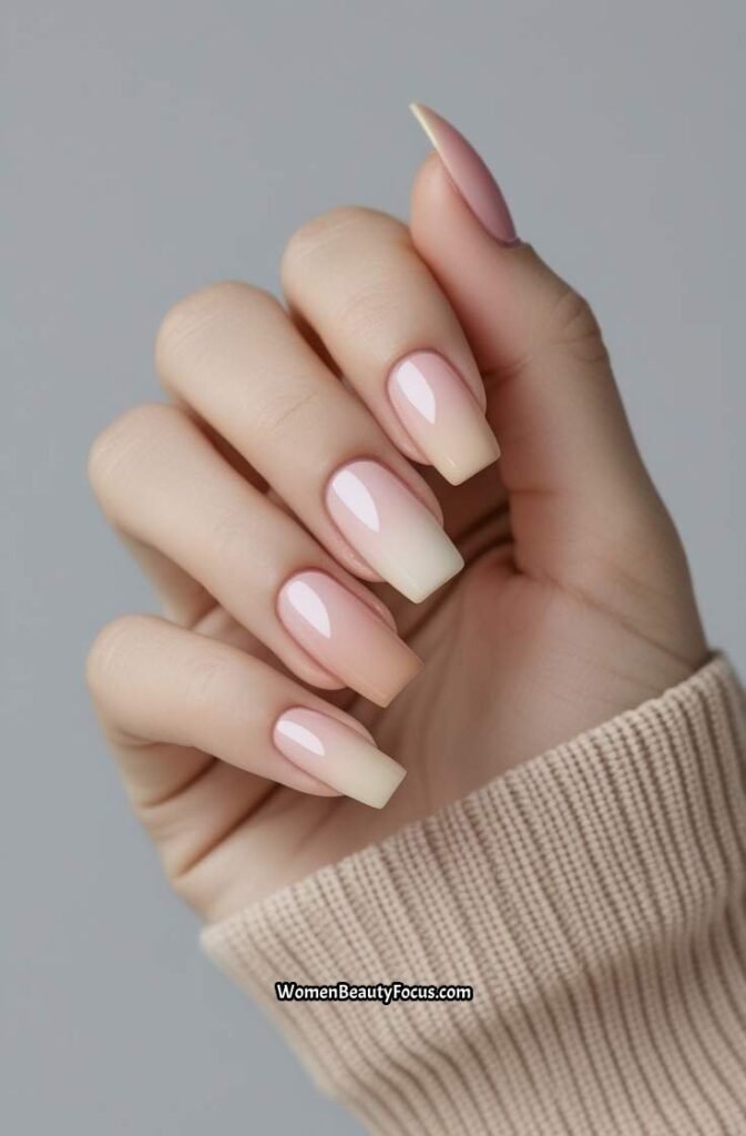 6. Subtle Ombre Nails with a Shiny Finish