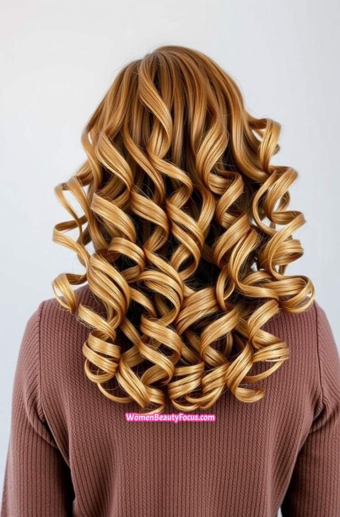 6. Voluminous Sandy Blonde Curls Back View