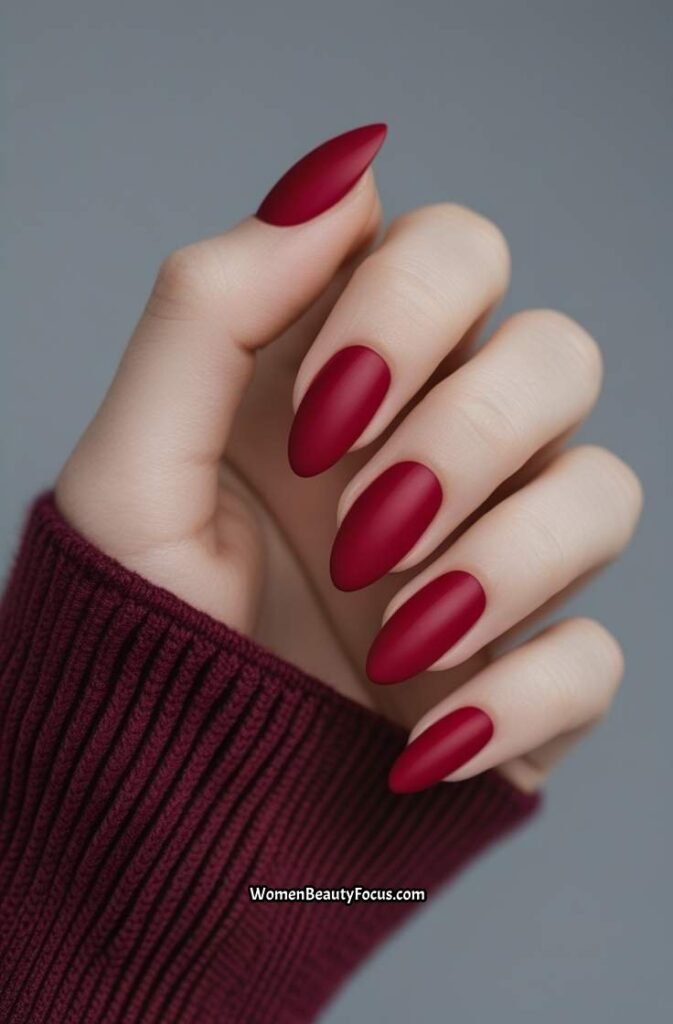 7. Bold Red Nails with Matte Finish