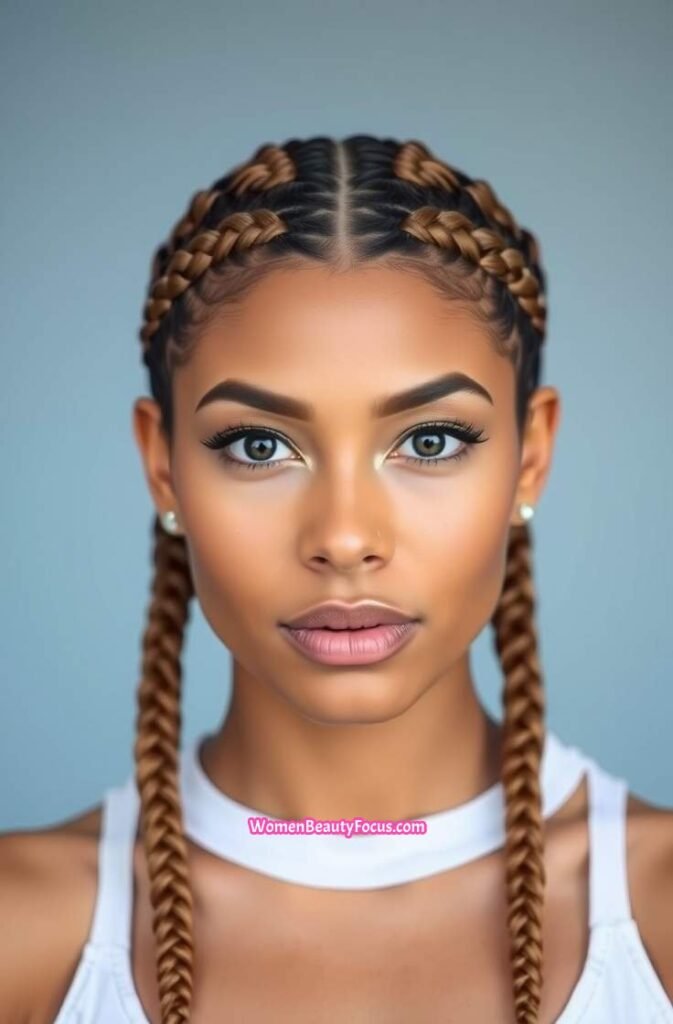 7. Boxer Braids with Tidy Ends Front View