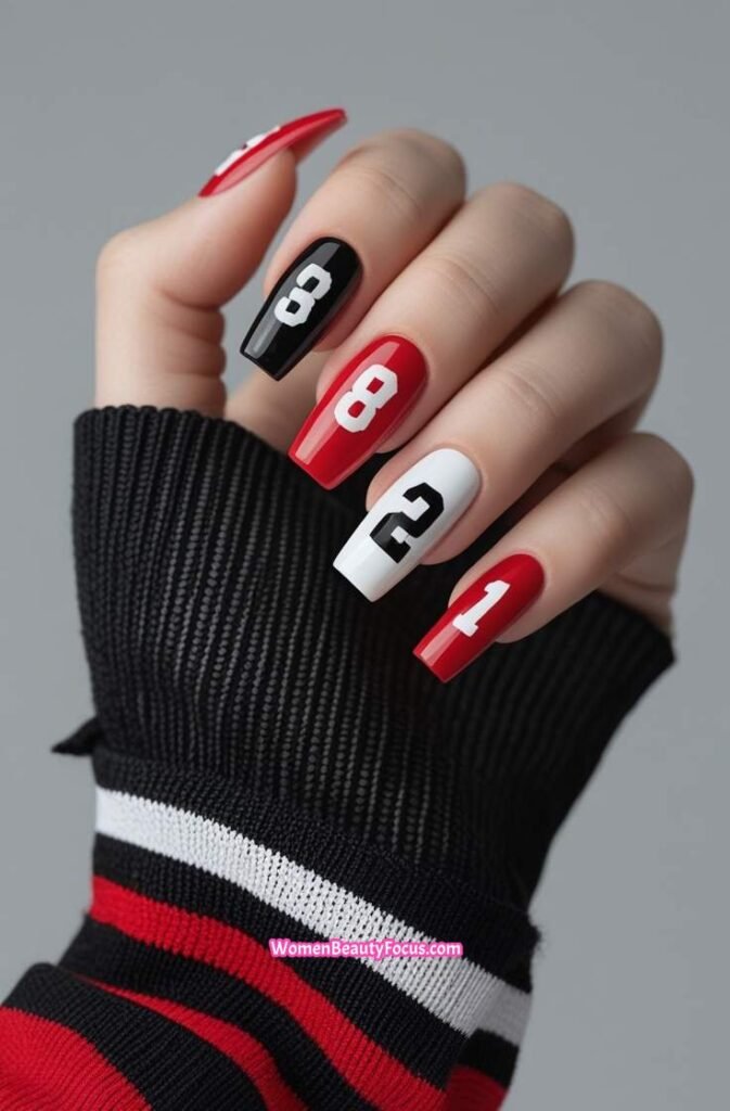7. Fan Jersey Number Nails