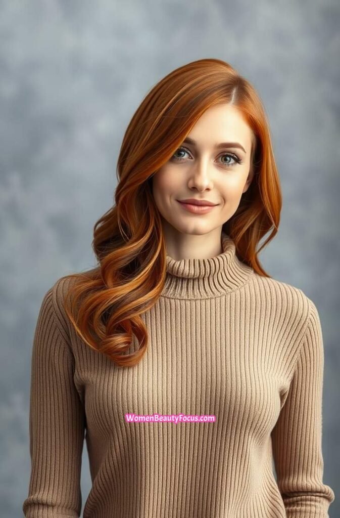 7. Loose Copper Waves with a Deep Side Part Front View