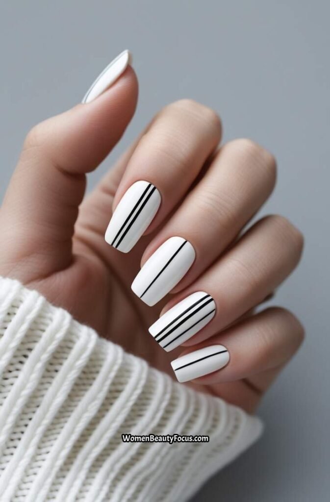 7. Minimalist Black and White Nails