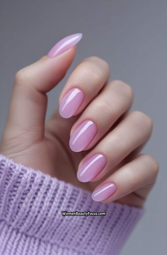 7. Soft Pink Jelly Nails with a Glossy Finish