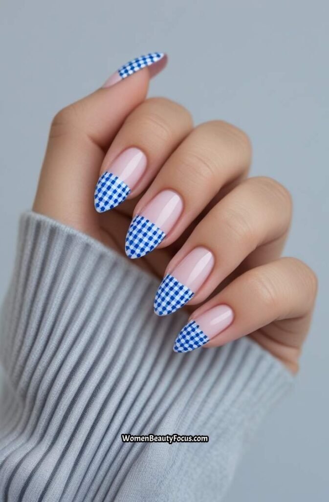 8. Blue and White Checkered Tips