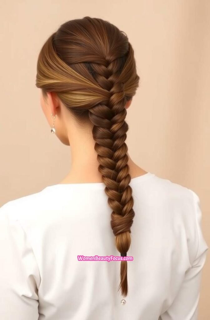 8. Braided Low Ponytail with Beaded Ends Back View