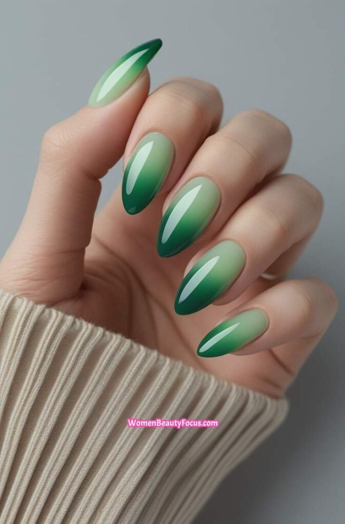 8. Green and Ombre Nails