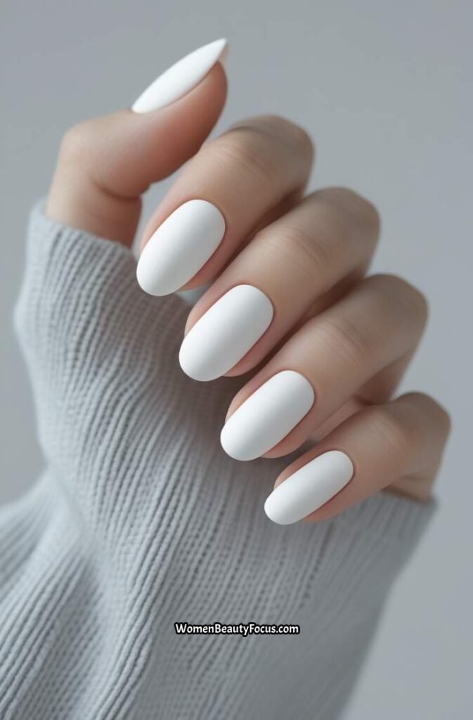 8. Matte White Nails