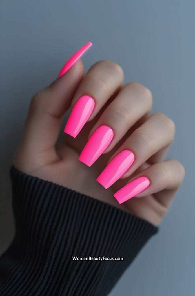 8. Neon Pink French Tips