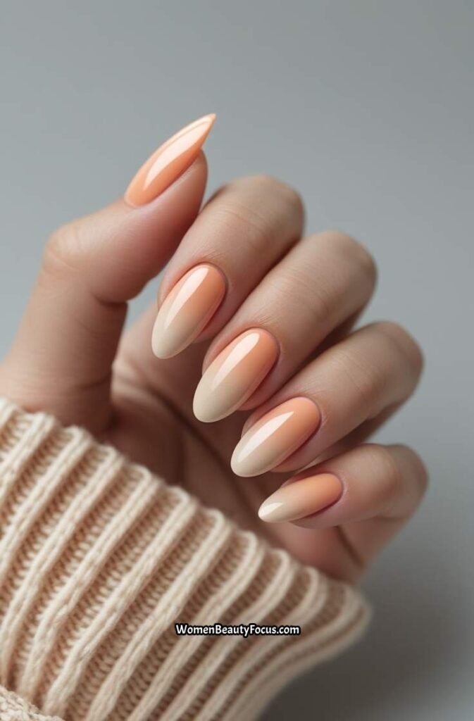8. Peachy Neutral Gradient Nails