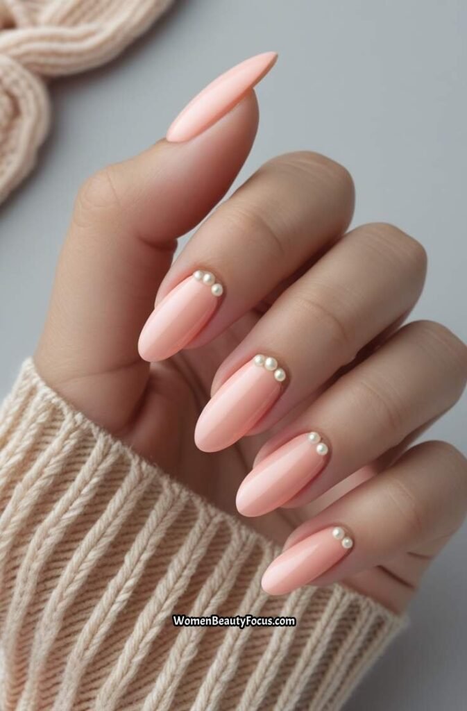 8. Peachy Pink with Tiny Pearls