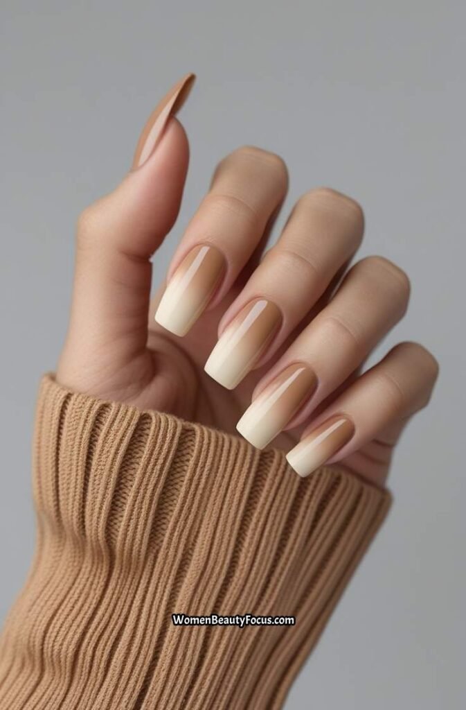 8. Soft Beige Gradient Nails