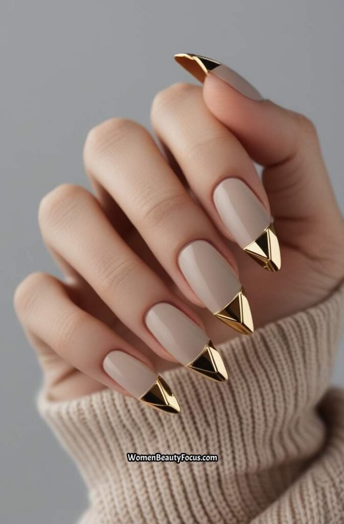 8. and Gold Geometric Nails