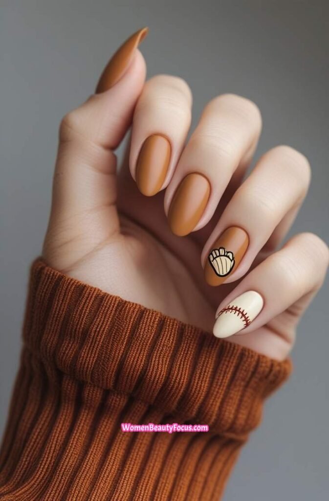 9. Baseball Glove Accent Nails