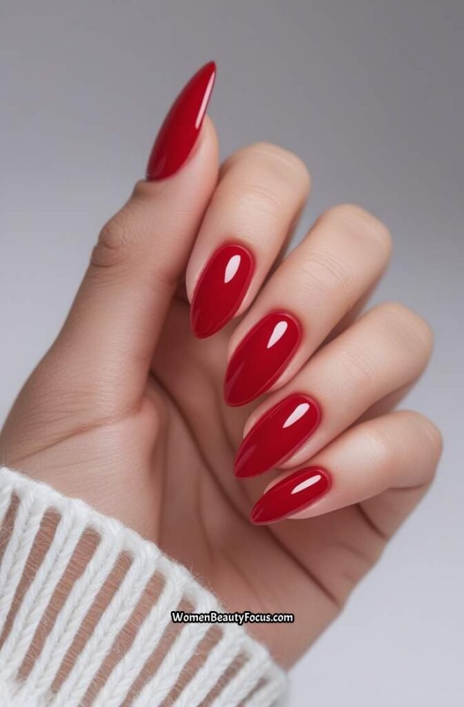 9. Glossy Cherry Red Nails